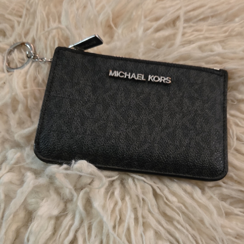 Michael Kors Black Card Holder with Silver Logo